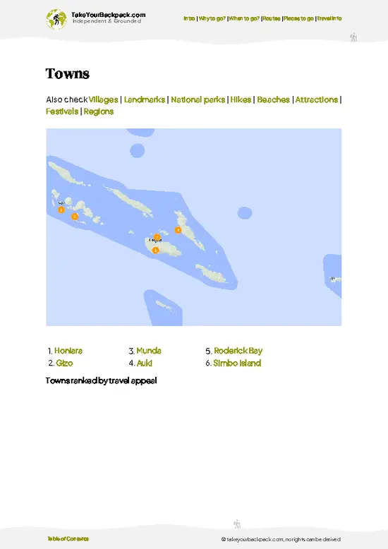 example page 6 from our offline Travel Guide for Solomon Islands